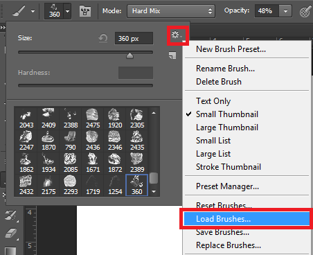 load brushes photoshop